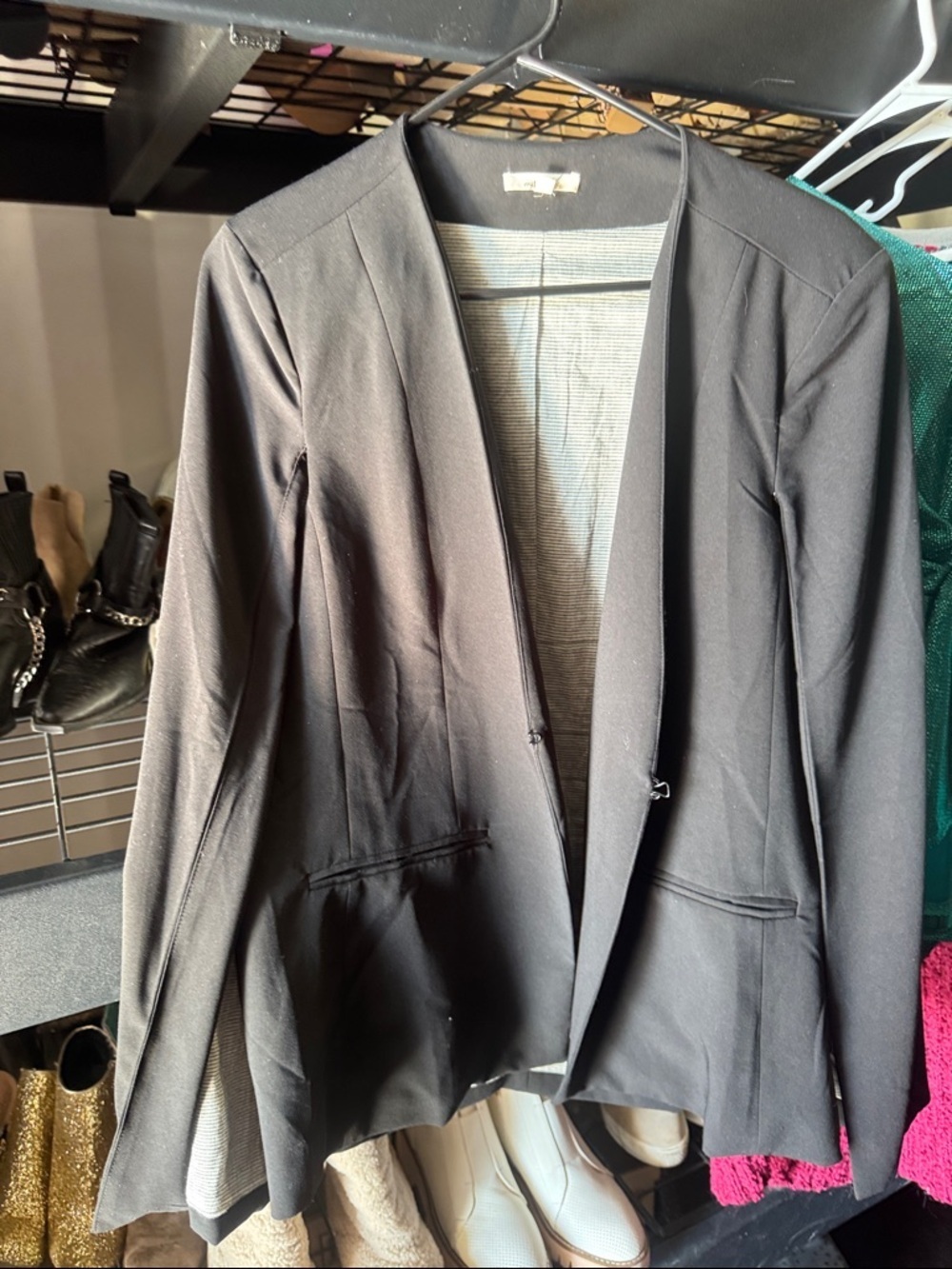 Mystree Black Open-Front Women's Blazer